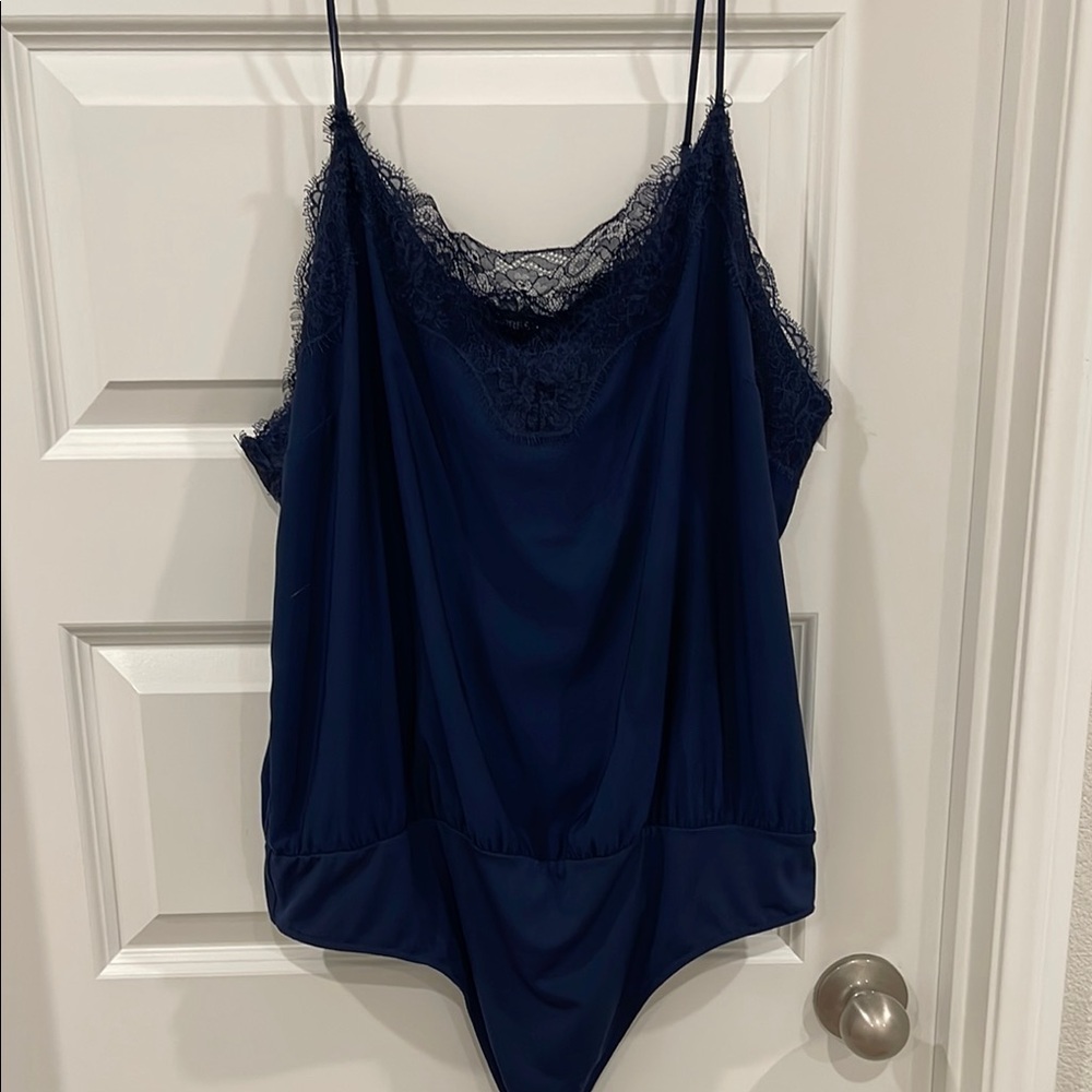 Express Blue Lace Trim Bodysuit